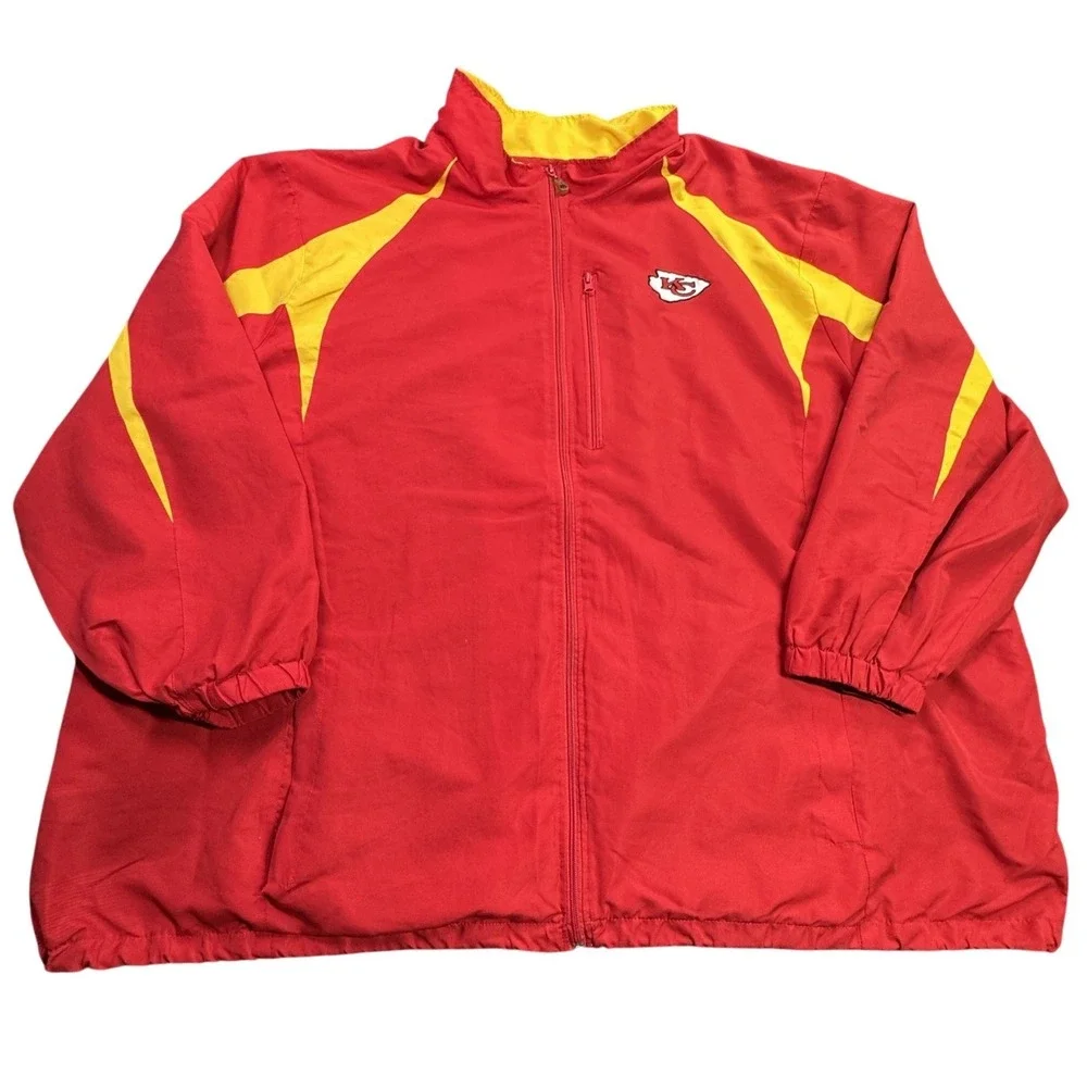 Kansas City Chiefs NFL Team Apparel Jacket Mens 6XL Red Yellow Windbreaker